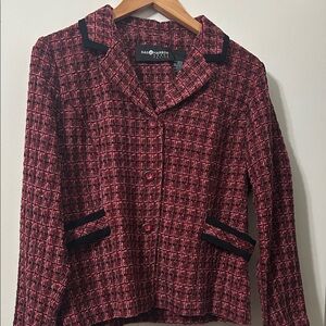 Sag Harbor Women's Red and Black Plaid Blazer